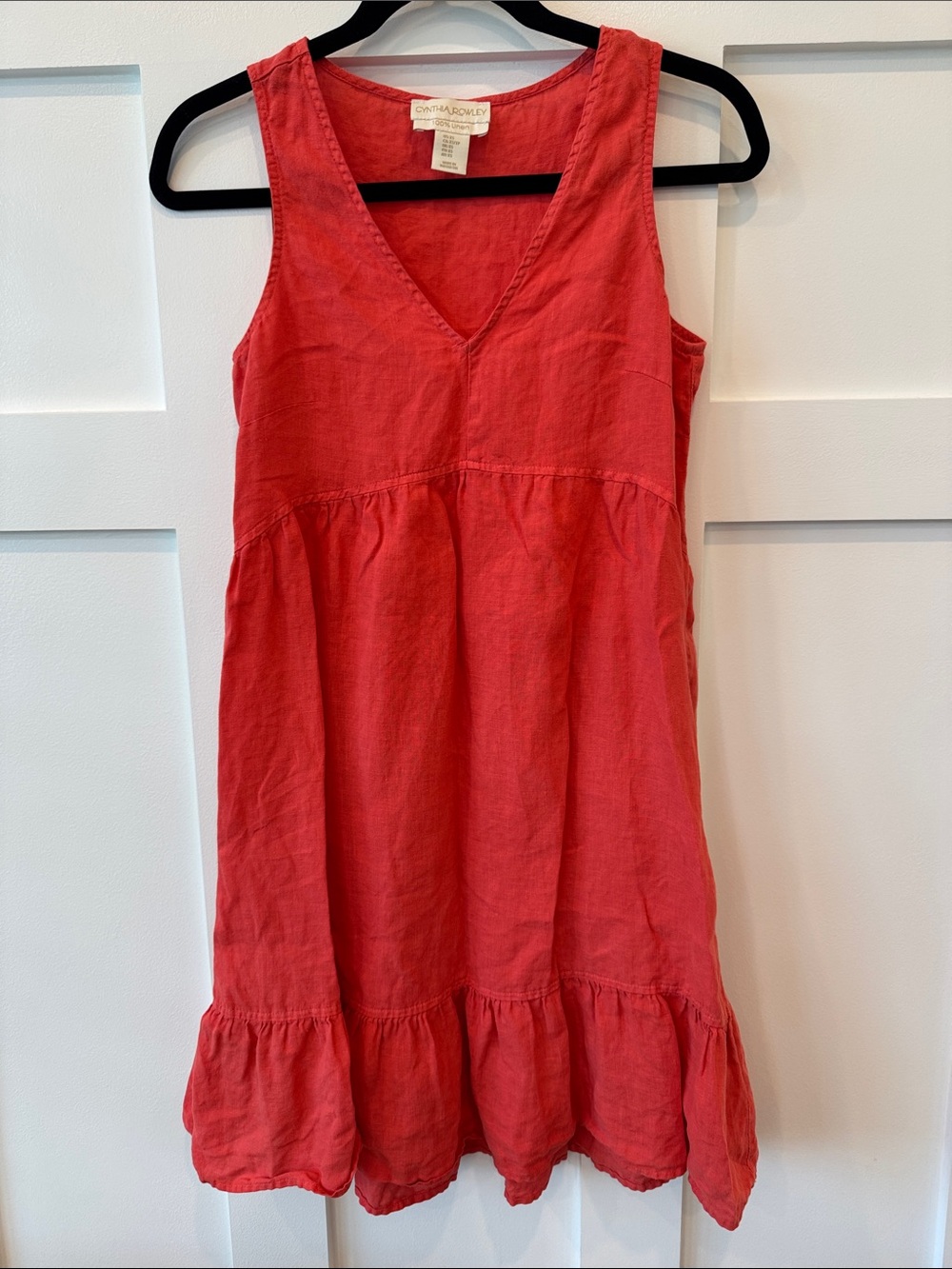 Cynthia Rowley Coral Sleeveless V-Neck Tiered Casual Dress